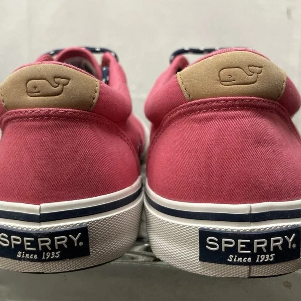 SPERRY X VINEYARD VINES Striper CVO Canvas Deck Sneaker Pink STS21569 Men's 10.5